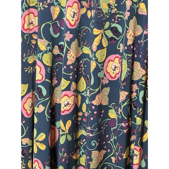 LuLaRoe Maxi Pull-on Skirt Size S Womans Navy Floral Stretch Knit Elastic Waist - Picture 3 of 6